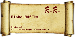 Ripka Réka névjegykártya